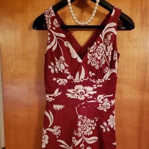 Ann Taylor burgundy/cream floral dress size 0